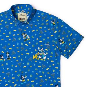 RSVLTS Mickey’s Menorahs KUNUFLEX Short Sleeve Shirt in Blue — front view