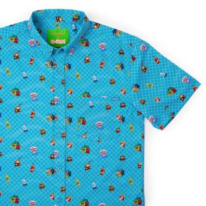 RSVLTS Order Up KUNUFLEX Short Sleeve Shirt in Blue — front view