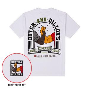 RSVLTS Dutch and Dillon’s Crewneck Tee in White — front view