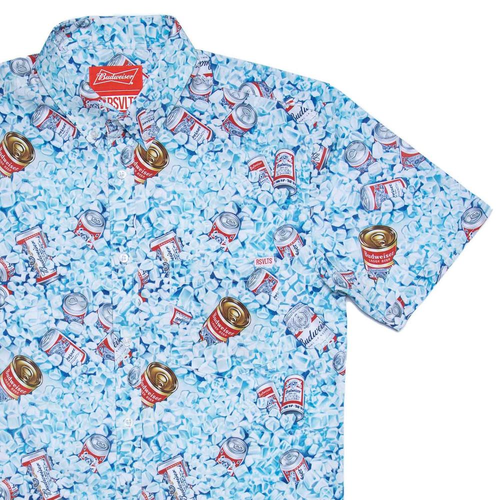 RSVLTS Dad’s Cooler KUNUFLEX Short Sleeve Shirt in Blue — front view