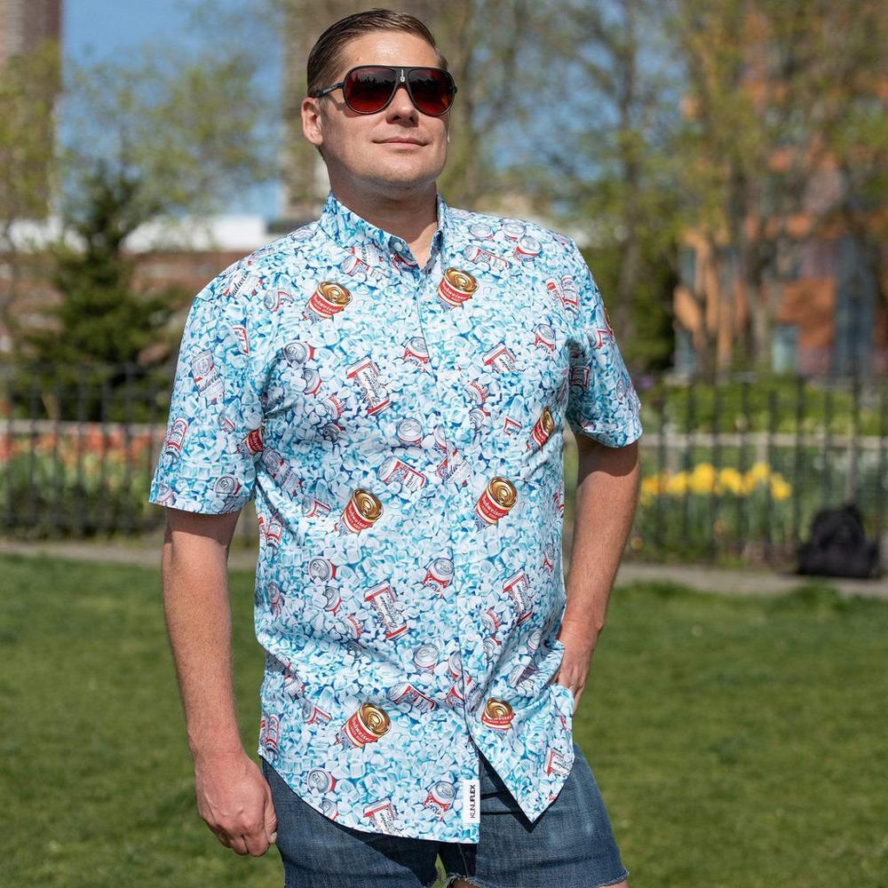 RSVLTS Dad’s Cooler KUNUFLEX Short Sleeve Shirt in Blue — detail 8