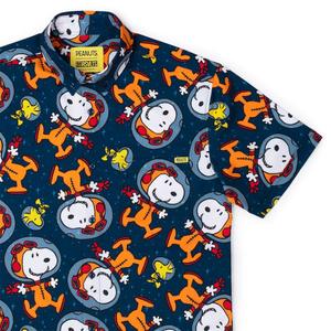 RSVLTS Snoopy in Space KUNUFLEX Short Sleeve Shirt in Blue — front view