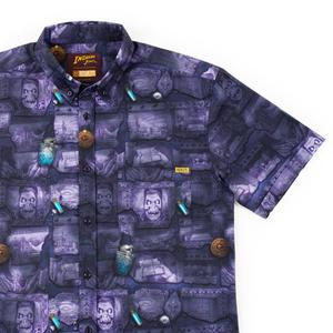 RSVLTS A Hero’s Glyphs KUNUFLEX Short Sleeve Shirt in Purple — front view