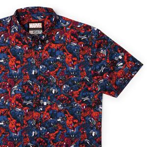 RSVLTS Bad Hosts KUNUFLEX Short Sleeve Shirt in Red — front view
