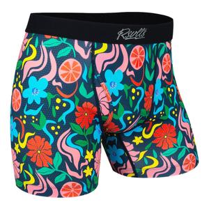 RSVLTS Groovy Garden Single-Pack Boxer Briefs in Black — front view