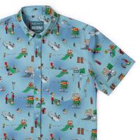 RSVLTS You're Gonna Die, Clown! KUNUFLEX Short Sleeve Shirt in Blue — front view