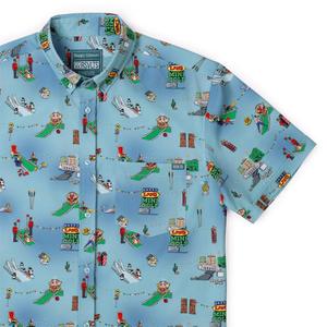 RSVLTS You're Gonna Die, Clown! KUNUFLEX Short Sleeve Shirt in Blue — front view