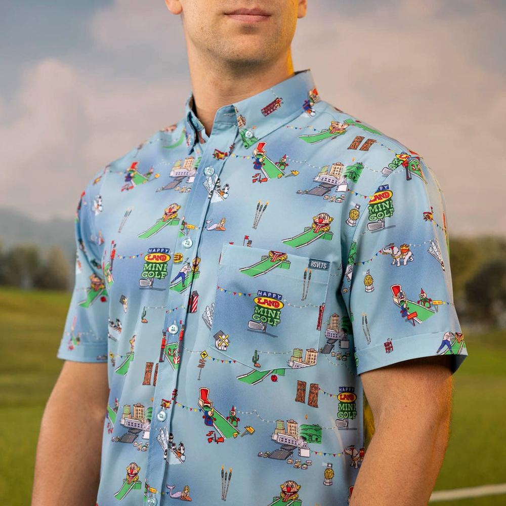 RSVLTS You're Gonna Die, Clown! KUNUFLEX Short Sleeve Shirt in Blue — detail 9
