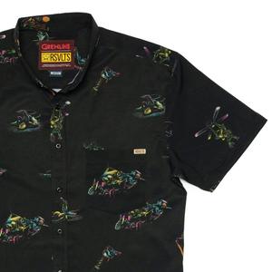 RSVLTS Dorry’s Tavern After Midnight KUNUFLEX Short Sleeve Shirt in Black — front view
