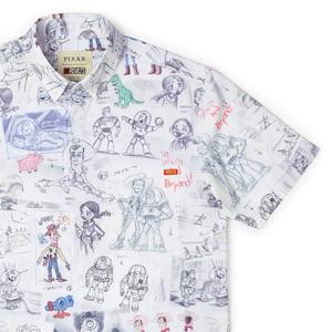 RSVLTS Toy Story-Board KUNUFLEX Short Sleeve Shirt in Gray — front view