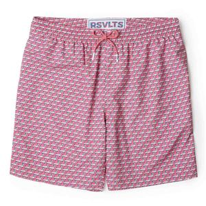 RSVLTS Widdle Ween Dogz Hybrid Shorts in Red — front view