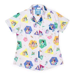 RSVLTS Magic Xylophone Women's KUNUFLEX Short Sleeve Shirt in Multicolor — front view