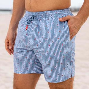 RSVLTS Blast Off! Stretch Seersucker Hybrid Shorts in Blue — front view