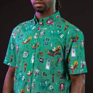 RSVLTS After-Life of the Party KUNUFLEX Short Sleeve Shirt in Green — front view