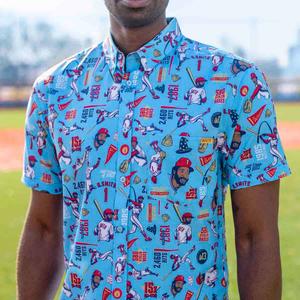 RSVLTS The Wizard KUNUFLEX Short Sleeve Shirt in Blue — front view