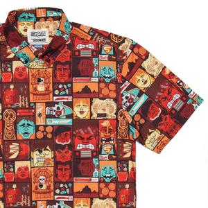 RSVLTS Tiki KUNUFLEX Short Sleeve Shirt in Orange — front view
