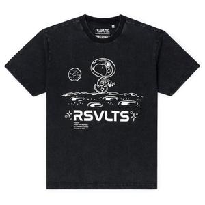 RSVLTS Moonwalk Snoopy Vintage Crewneck Tee in Black — front view