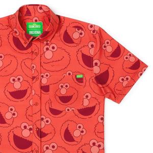 RSVLTS Elmo Everywhere KUNUFLEX Short Sleeve Shirt in Red — front view