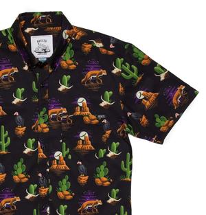 RSVLTS Grand Canyon KUNUFLEX Short Sleeve Shirt in Black — front view