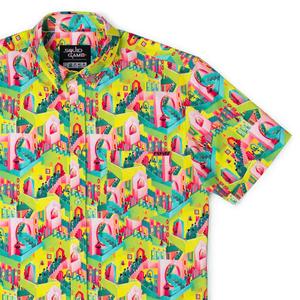 RSVLTS Fatal Steps KUNUFLEX Short Sleeve Shirt in Green — front view