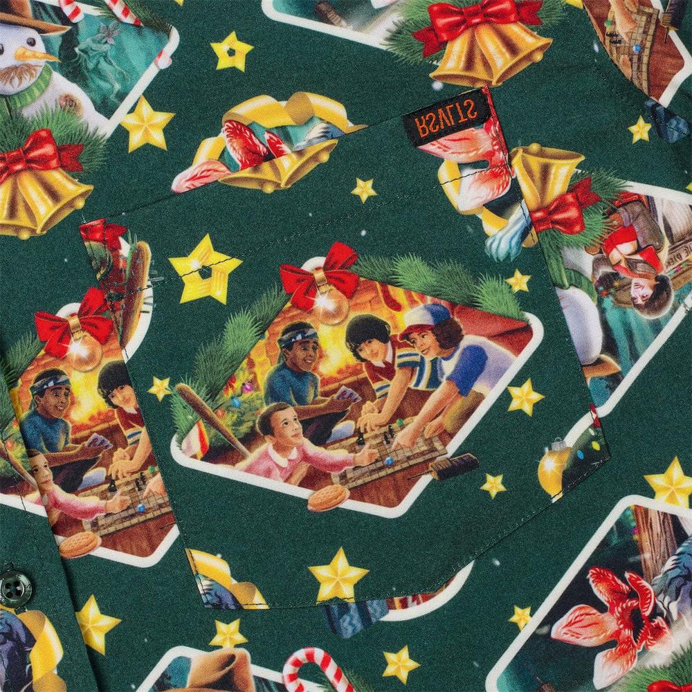 RSVLTS Season’s Creepings KUNUFLEX Short Sleeve Shirt in Green — detail 7