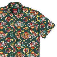 RSVLTS Season’s Creepings KUNUFLEX Short Sleeve Shirt in Green — front view