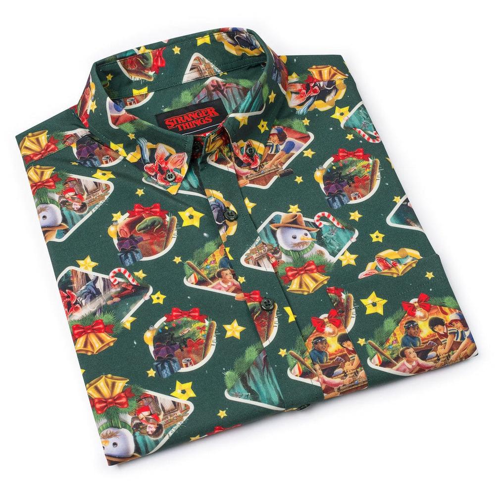 RSVLTS Season’s Creepings KUNUFLEX Short Sleeve Shirt in Green — detail 12