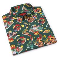 RSVLTS Season’s Creepings KUNUFLEX Short Sleeve Shirt in Green — detail 12