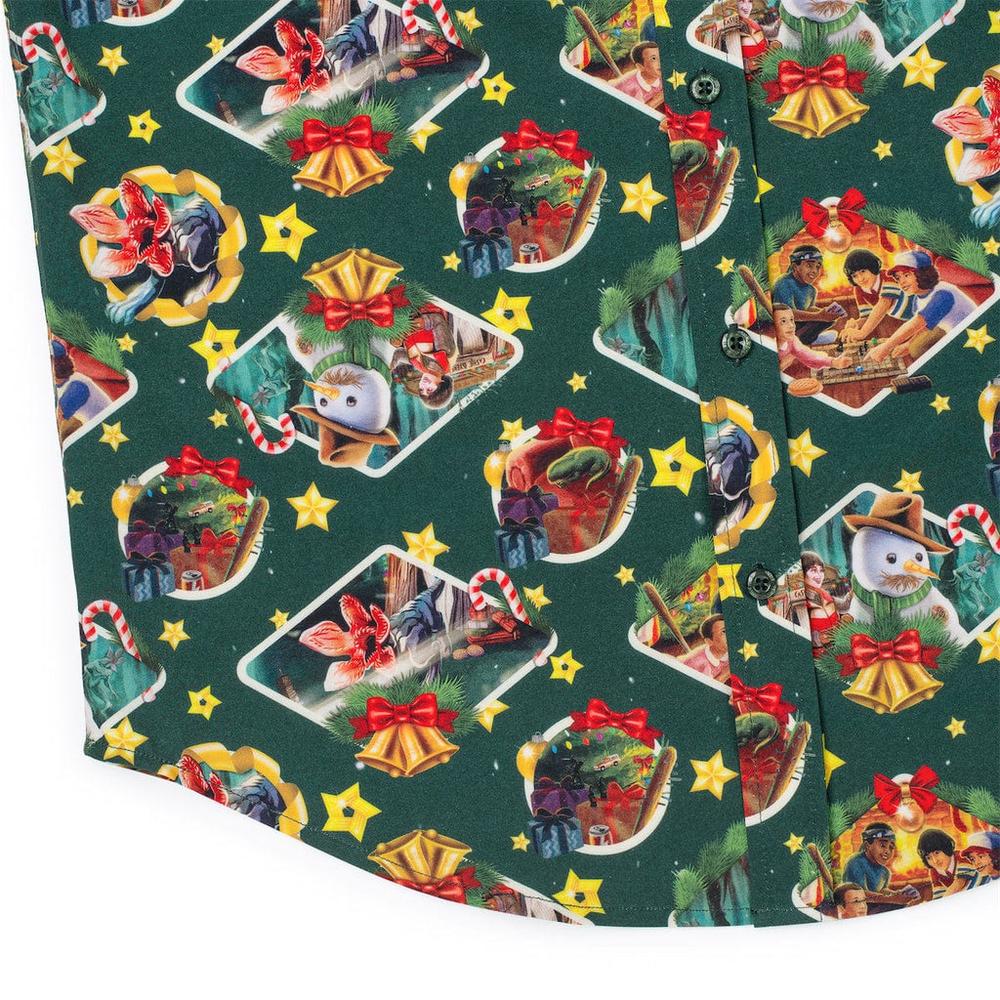 RSVLTS Season’s Creepings KUNUFLEX Short Sleeve Shirt in Green — detail 11