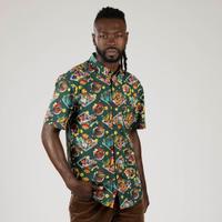 RSVLTS Season’s Creepings KUNUFLEX Short Sleeve Shirt in Green — detail 6