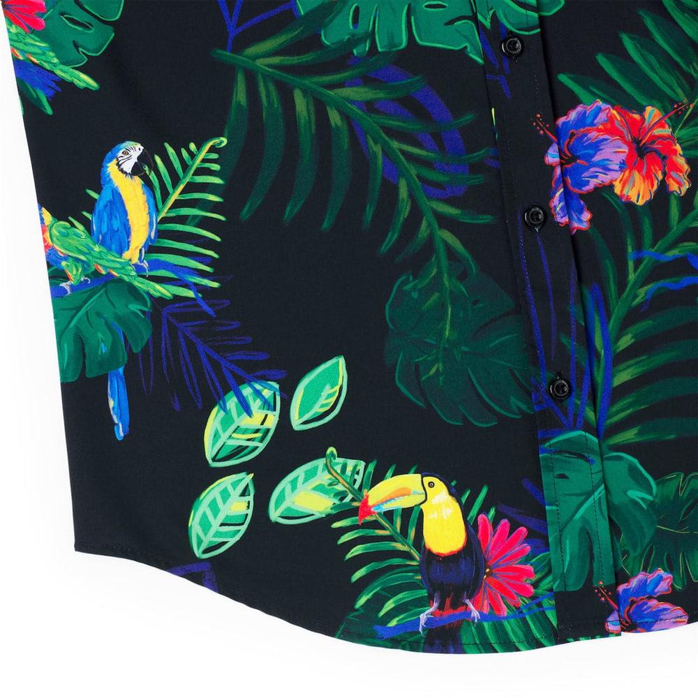 RSVLTS Two Tickets to Parrotise KUNUFLEX Short Sleeve Shirt in Black — detail 7