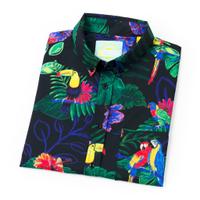 RSVLTS Two Tickets to Parrotise KUNUFLEX Short Sleeve Shirt in Black — detail 9