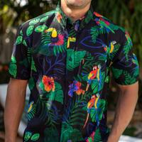 RSVLTS Two Tickets to Parrotise KUNUFLEX Short Sleeve Shirt in Black — detail 3