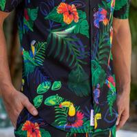 RSVLTS Two Tickets to Parrotise KUNUFLEX Short Sleeve Shirt in Black — detail 10