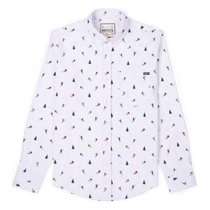 RSVLTS Let’s Skidaddle Long Sleeve Shirt in White — front view