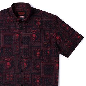 RSVLTS Welcome to Hellfire KUNUFLEX Short Sleeve Shirt in Black — front view