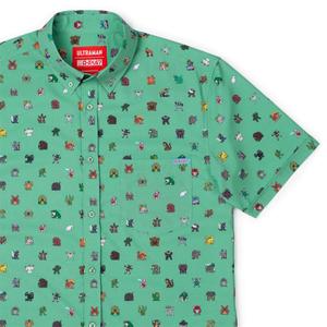 RSVLTS Tiny Tokusatsu KUNUFLEX Short Sleeve Shirt in Green — front view