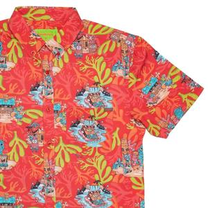 RSVLTS Luau KUNUFLEX Short Sleeve Shirt in Red — front view