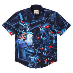 RSVLTS Herc vs. Hydra KUNUFLEX Short Sleeve Shirt in Blue — front view