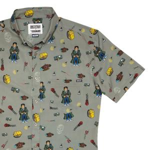 RSVLTS Data’s Great Inventions KUNUFLEX Short Sleeve Shirt in Green — front view