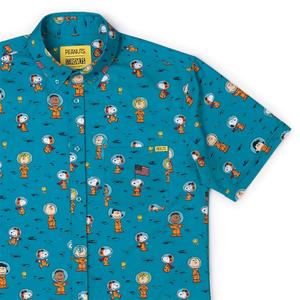 RSVLTS Astro 'Nuts KUNUFLEX Short Sleeve Shirt in Blue — front view