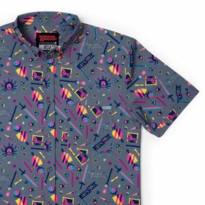 RSVLTS Let’s Roll KUNUFLEX Short Sleeve Shirt in Gray — front view