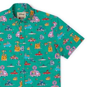 RSVLTS Zoom-topia KUNUFLEX Short Sleeve Shirt in Green — front view