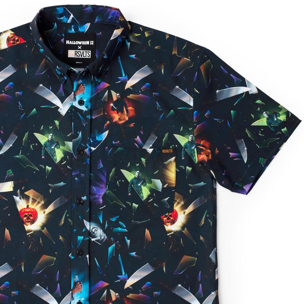 RSVLTS Deep Cuts KUNUFLEX Short Sleeve Shirt in Black — front view