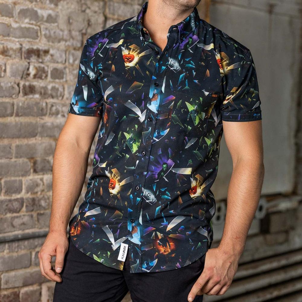 RSVLTS Deep Cuts KUNUFLEX Short Sleeve Shirt in Black — detail 10