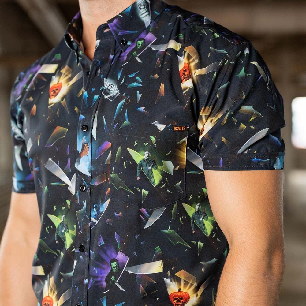 RSVLTS Deep Cuts KUNUFLEX Short Sleeve Shirt in Black — detail 5