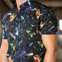 RSVLTS Deep Cuts KUNUFLEX Short Sleeve Shirt in Black — detail 5