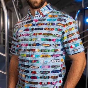 RSVLTS Skatie Magazine Day KUNUFLEX Short Sleeve Shirt in Multicolor — front view