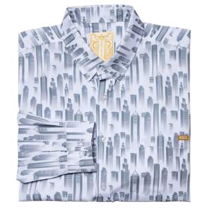 RSVLTS Happy Noir Years Long Sleeve Shirt in White — front view