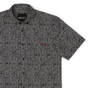 RSVLTS Herring-bonez KUNUFLEX Short Sleeve Shirt in Black — front view